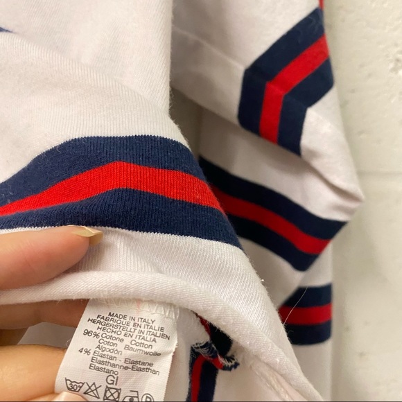 BRANDY MELVILLE White Red Cropped Polo Long Sleeve Top - Picture 5 of 8